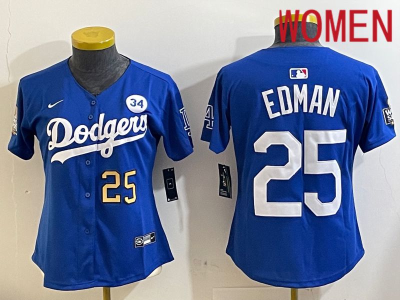 Women Los Angeles Dodgers #25 Edman Blue Game 2024 Nike MLB Jersey style 11213->women mlb jersey->Women Jersey